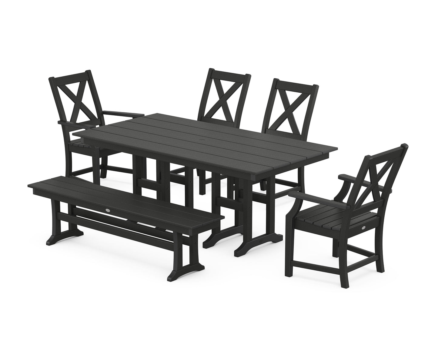 POLYWOOD Braxton 6-Piece Farmhouse Dining Set — Black