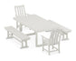 POLYWOOD Vineyard 5-Piece Dining Set with Benches — Vintage White