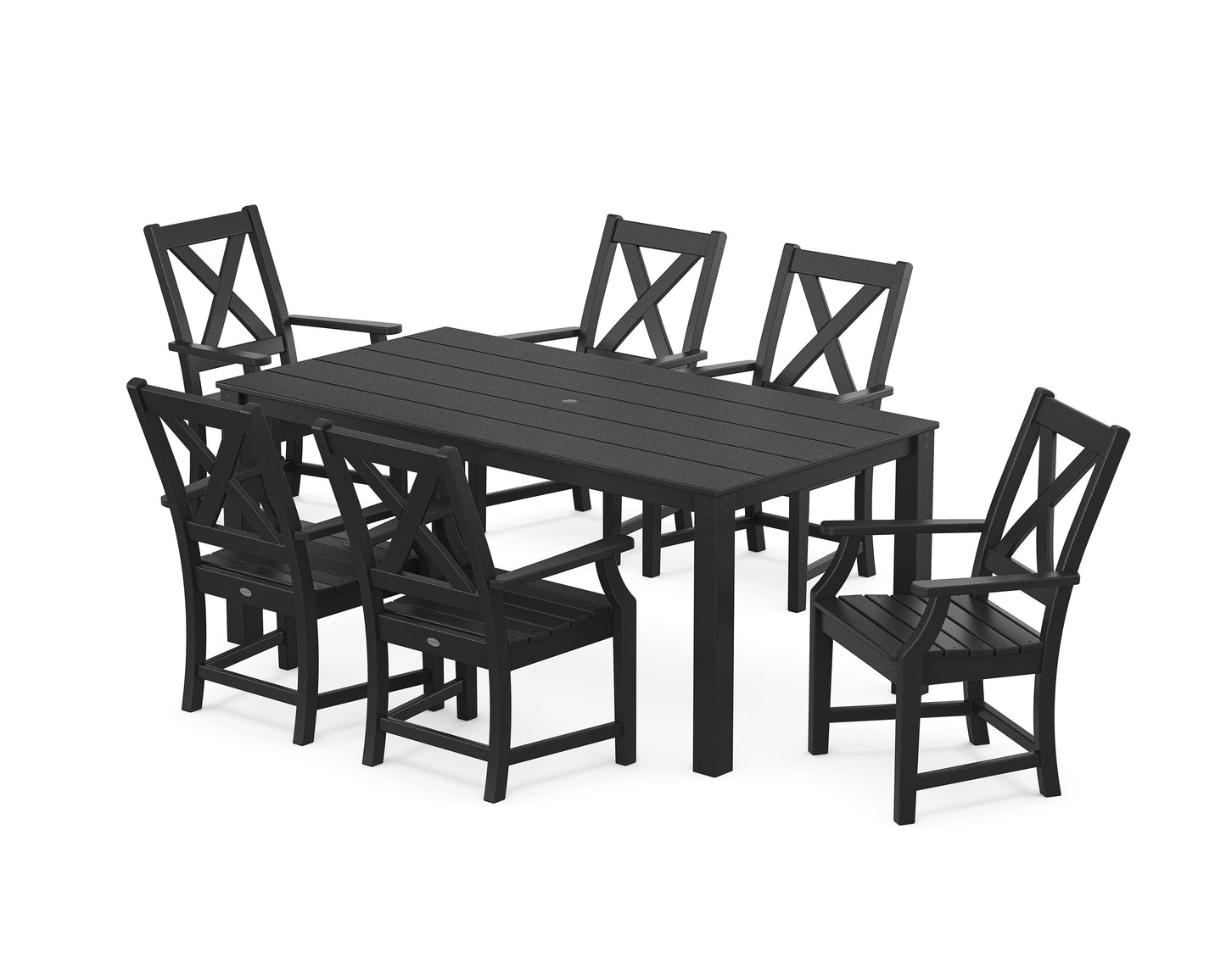 POLYWOOD Braxton Arm Chair 7-Piece Parsons Dining Set — Black