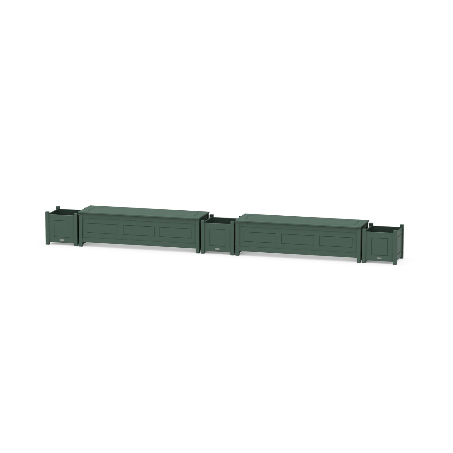 POLYWOOD 60" Country Living Straight Double Planter Storage Bench Set — Green