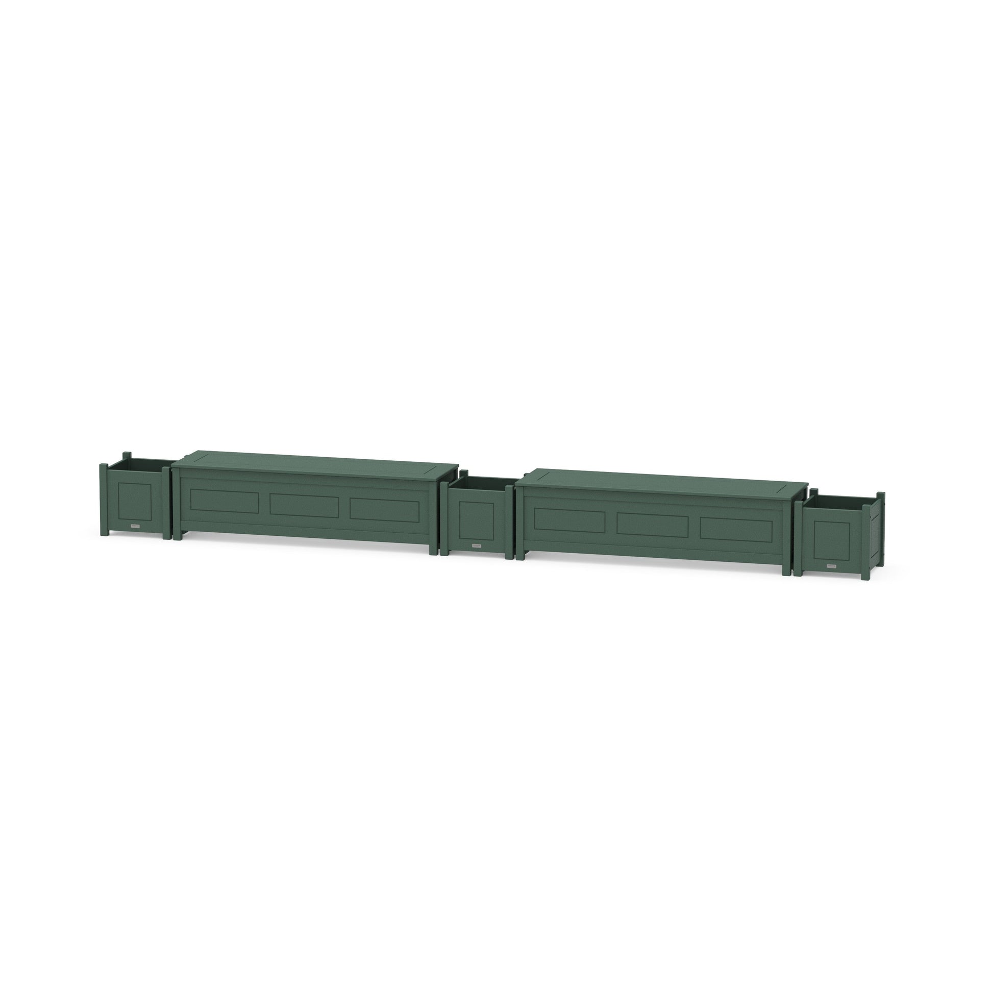POLYWOOD 60" Country Living Straight Double Planter Storage Bench Set — Green