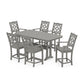 POLYWOOD Chinoiserie Arm Chair 7-Piece Counter Set with Trestle Legs — Slate Grey