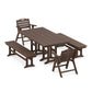 POLYWOOD Nautical Lowback 5-Piece Farmhouse Dining Set with Benches — Mahogany