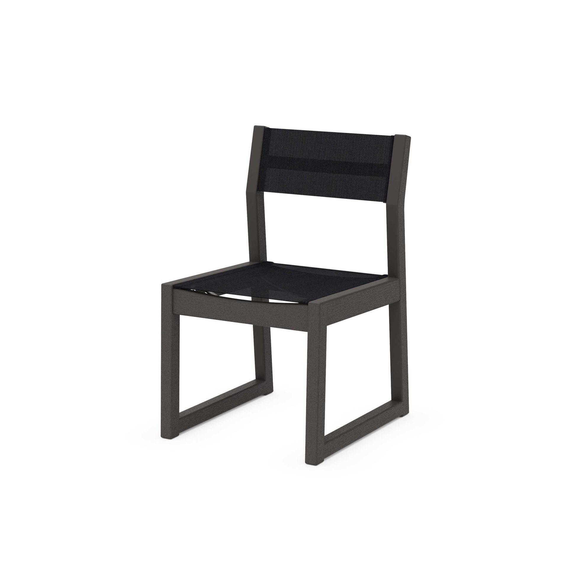 POLYWOOD EDGE Sling Dining Side Chair — Vintage Coffee / Black Sling