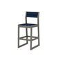 POLYWOOD EDGE Sling Bar Side Chair — Driftwood / Navy Blue Sling