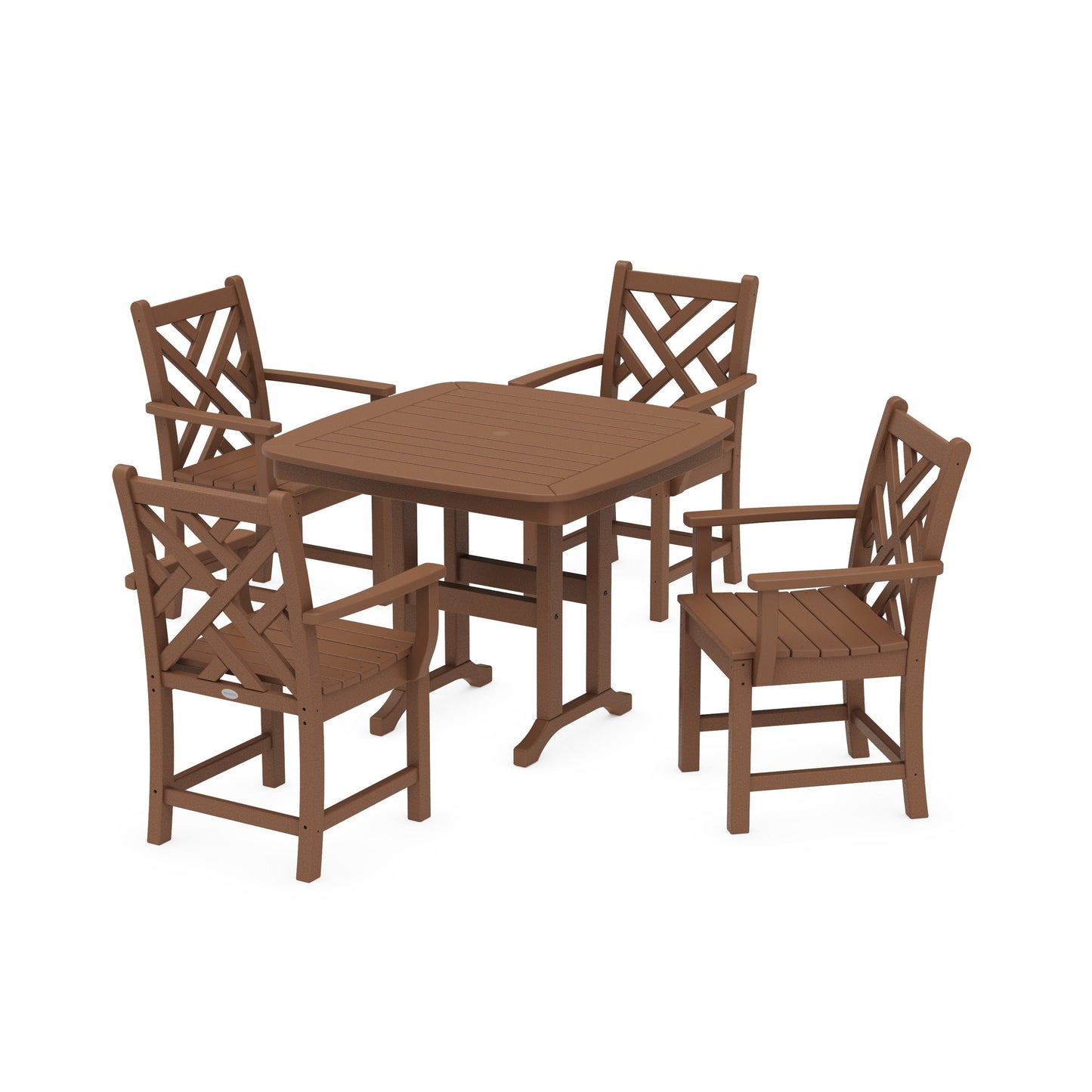 POLYWOOD Chippendale 5-Piece Dining Set — Teak