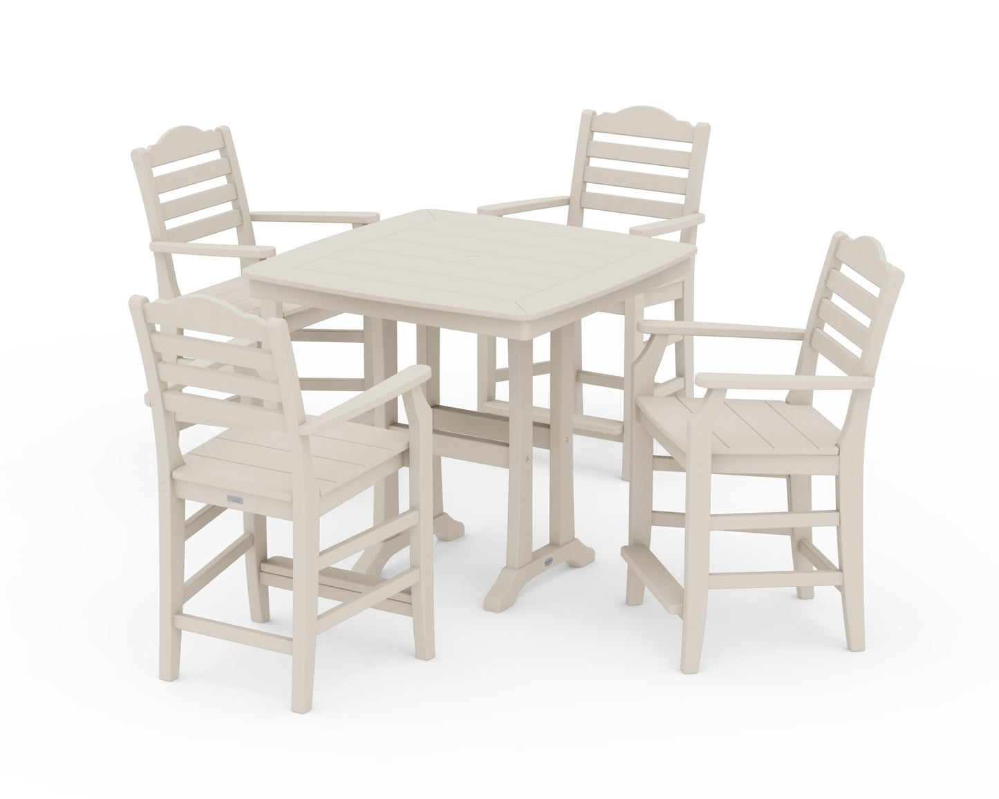 POLYWOOD Savannah 5-Piece Counter Set with Trestle Legs — Sand