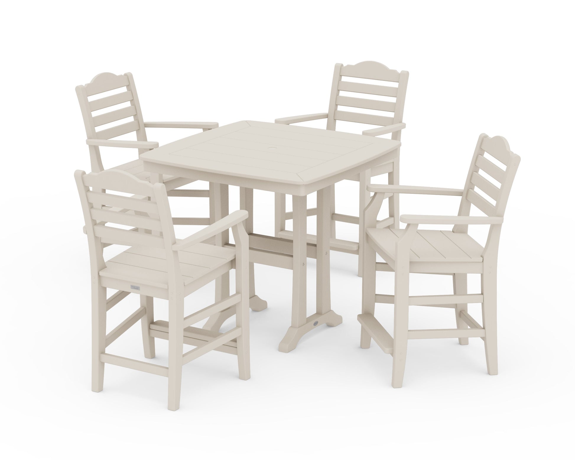 POLYWOOD Savannah 5-Piece Counter Set with Trestle Legs — Sand