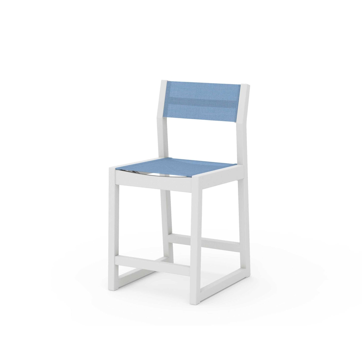 POLYWOOD EDGE Sling Counter Side Chair — Vintage White / Poolside Sling