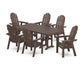 POLYWOOD Vineyard Curveback Adirondack Chair 7-Piece Farmhouse Dining Set — Mahogany