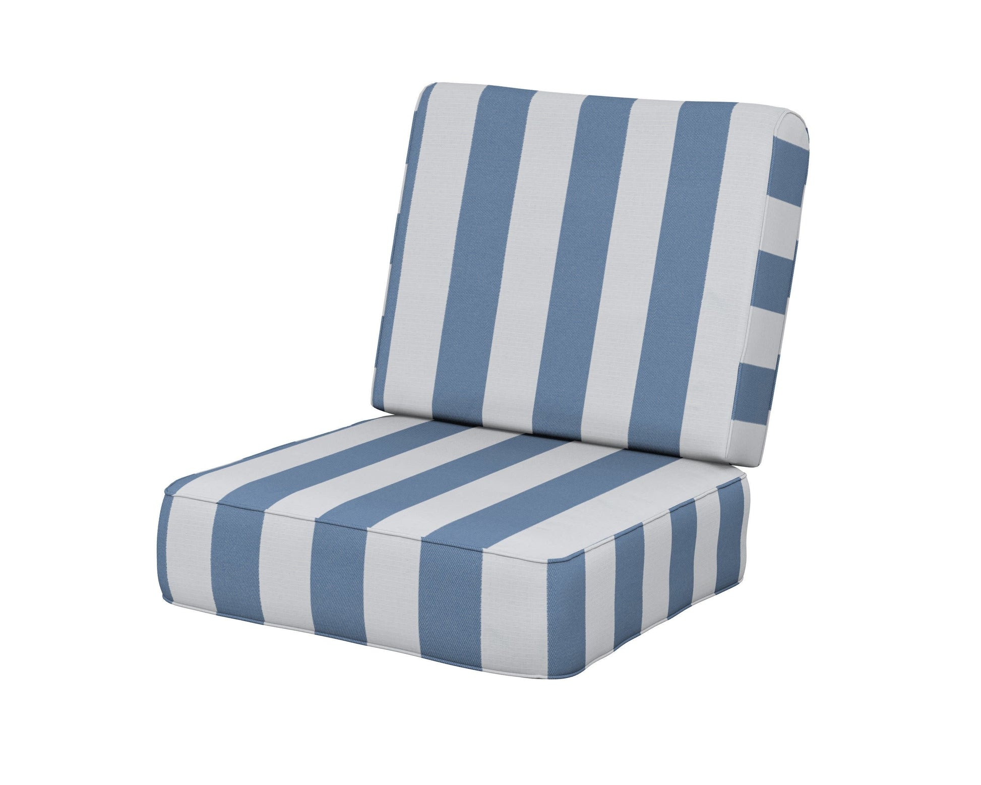 POLYWOOD Ateeva Harbour Seat and Back Cushion — Cabana Stripe Sky Blue