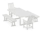 POLYWOOD Vineyard 5-Piece Dining Set with Benches — White