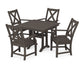 POLYWOOD Braxton 5-Piece Farmhouse Dining Set With Trestle Legs — Vintage Coffee