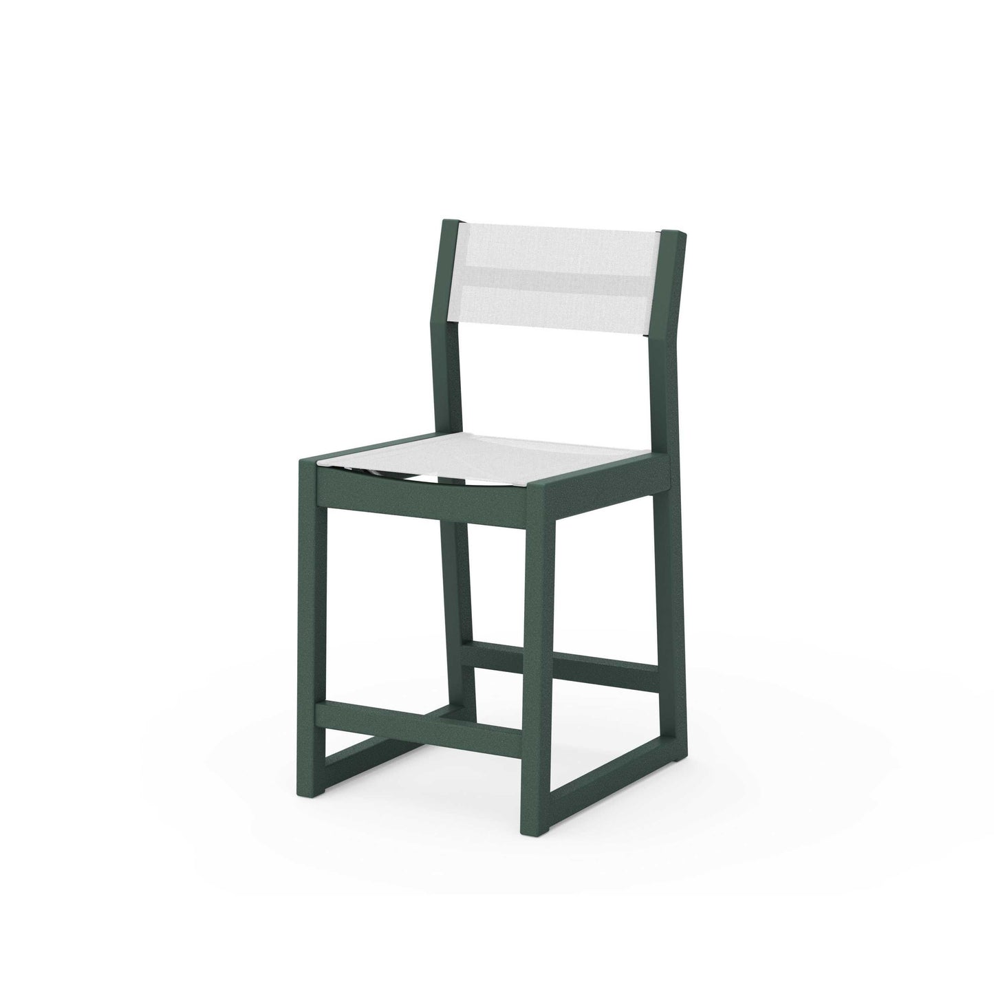 POLYWOOD EDGE Sling Counter Side Chair — Green / White Sling