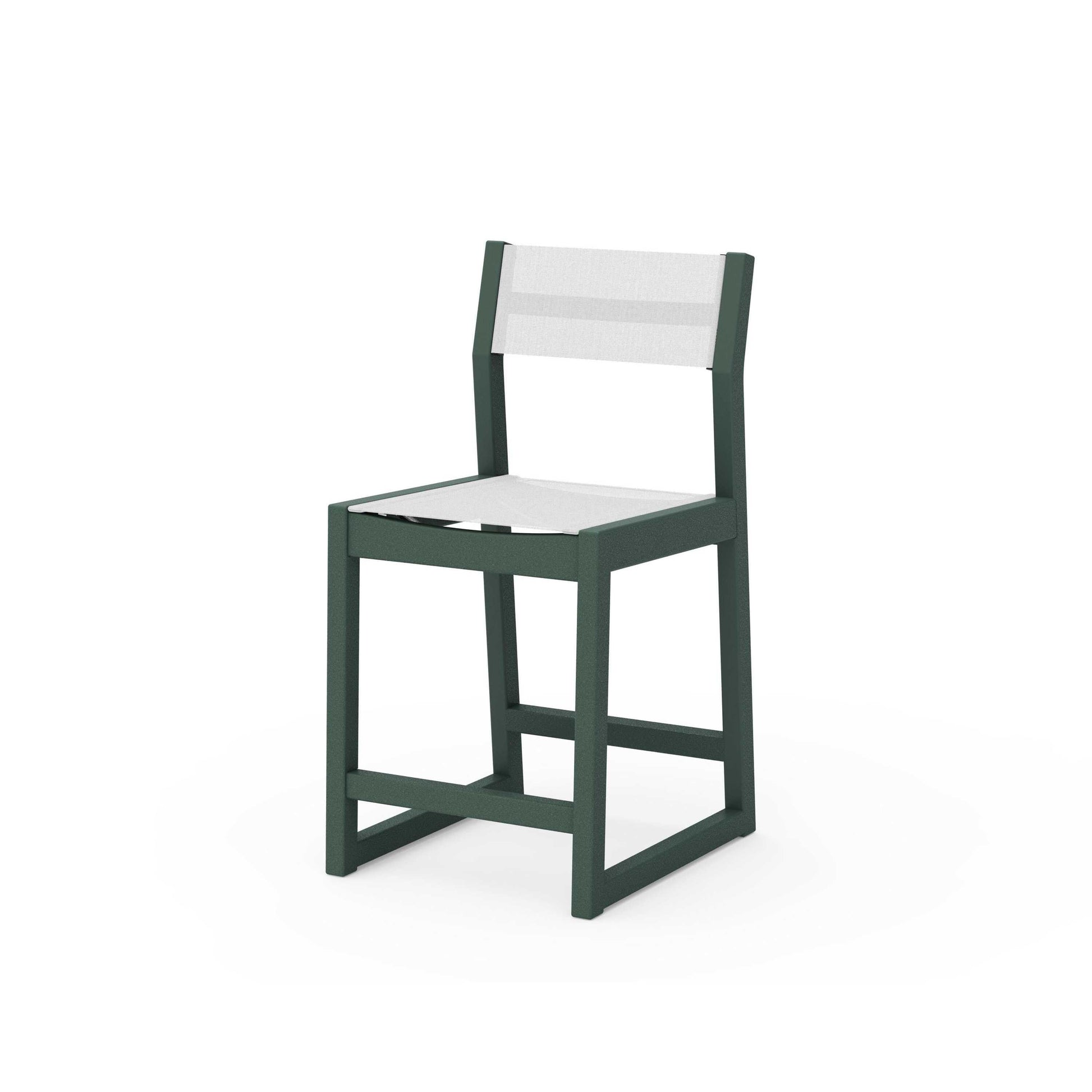 POLYWOOD EDGE Sling Counter Side Chair — Green / White Sling