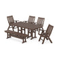 POLYWOOD Vineyard Folding Chair 6-Piece Farmhouse Dining Set with Bench — Mahogany