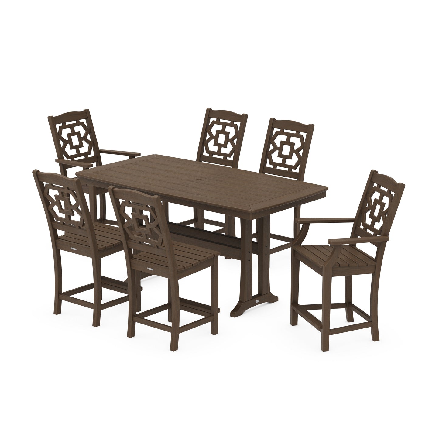 POLYWOOD Chinoiserie 7-Piece Counter Set with Trestle Legs — Kona