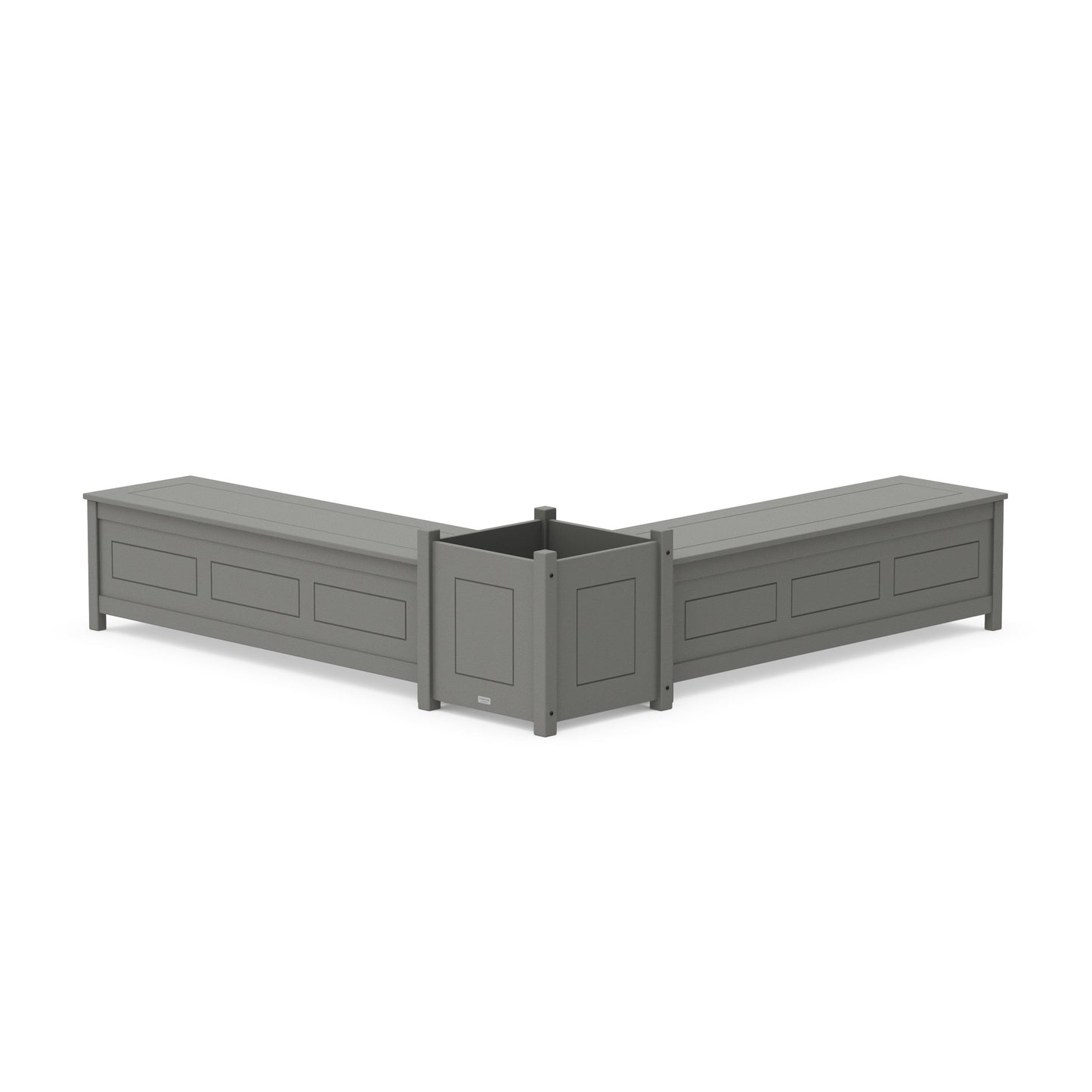 POLYWOOD 60" Country Living L- Shaped Planter Storage Bench Set- Large — Slate Grey
