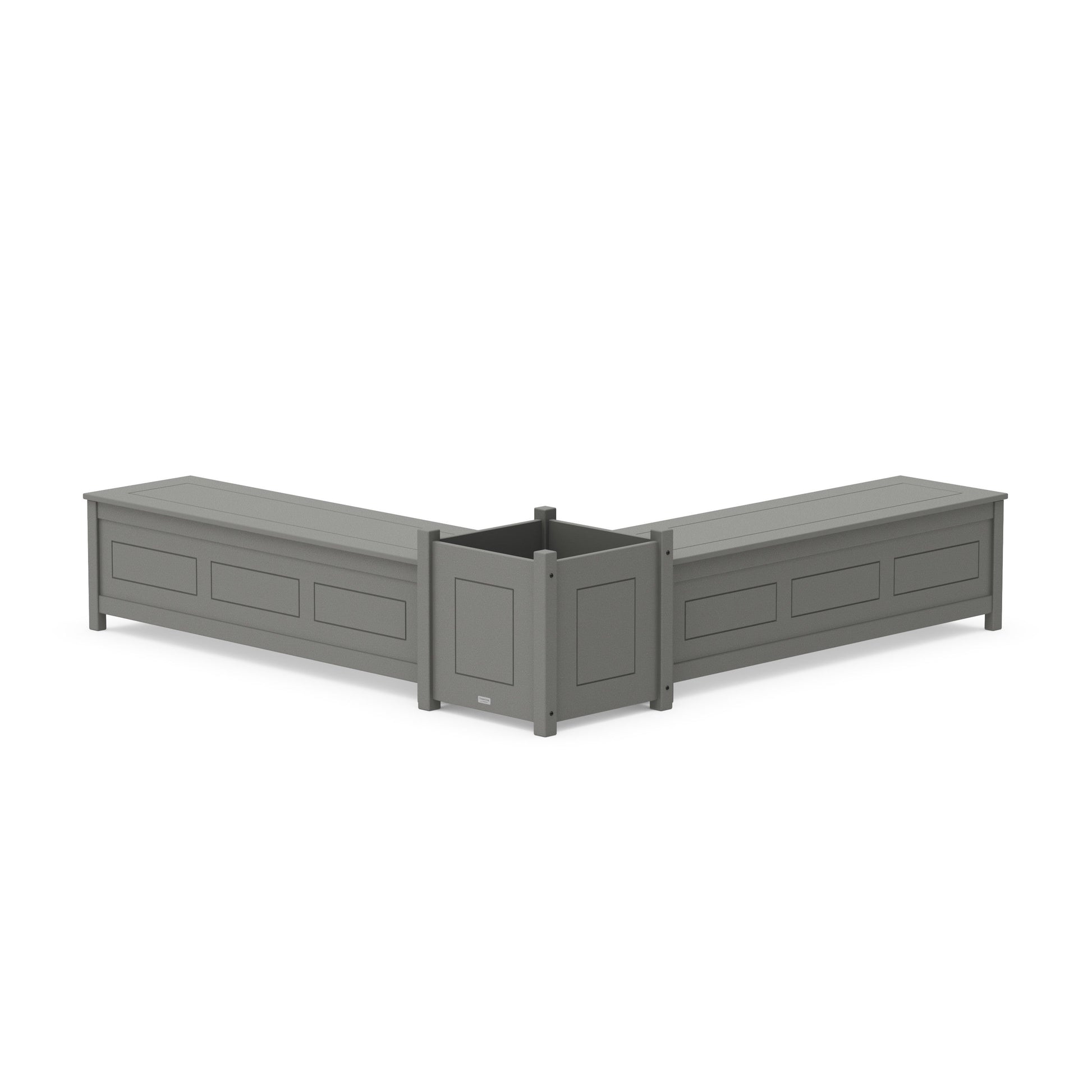 POLYWOOD 60" Country Living L- Shaped Planter Storage Bench Set- Large — Slate Grey
