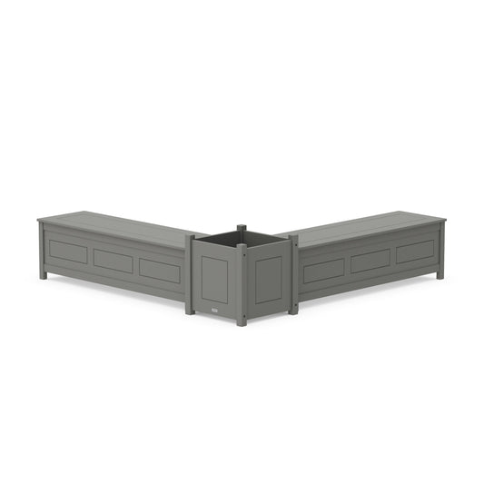 POLYWOOD 60" Country Living L- Shaped Planter Storage Bench Set- Large — Slate Grey