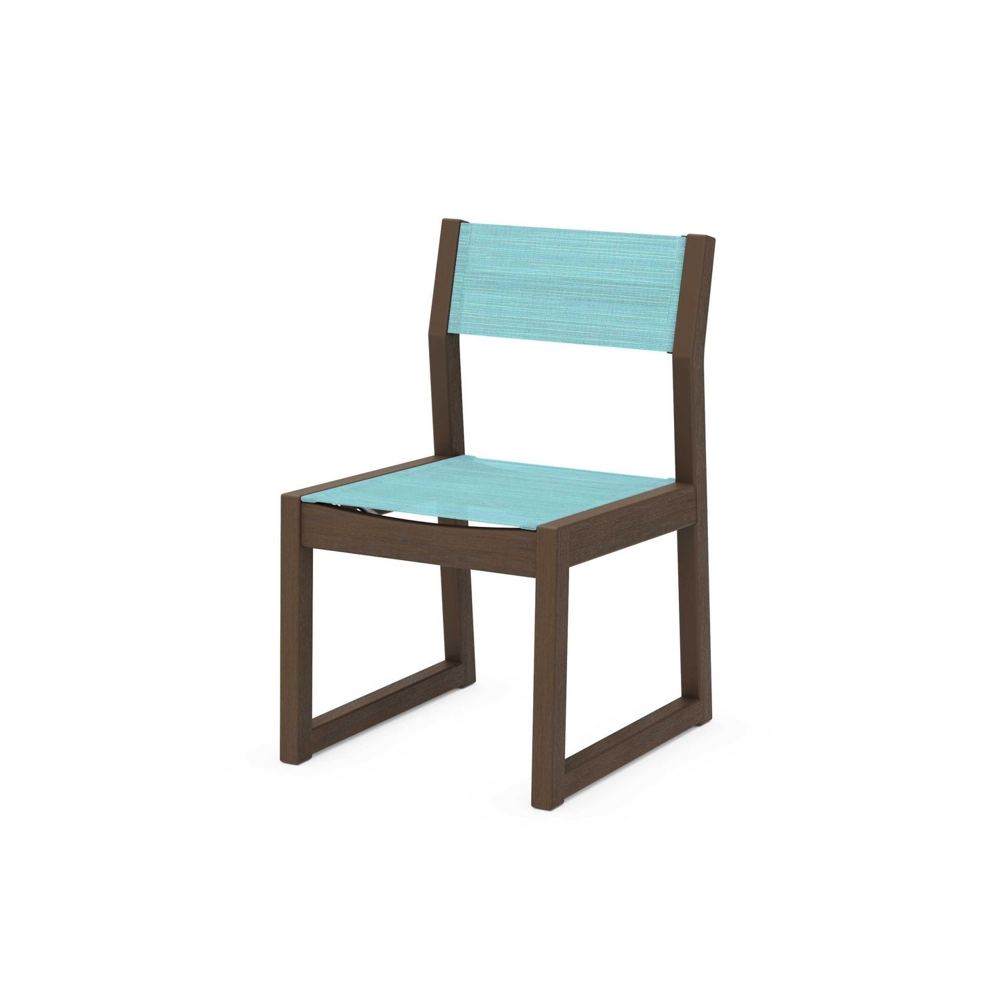 POLYWOOD EDGE Sling Dining Side Chair — Kona / Dupioni Aquamarine Sling