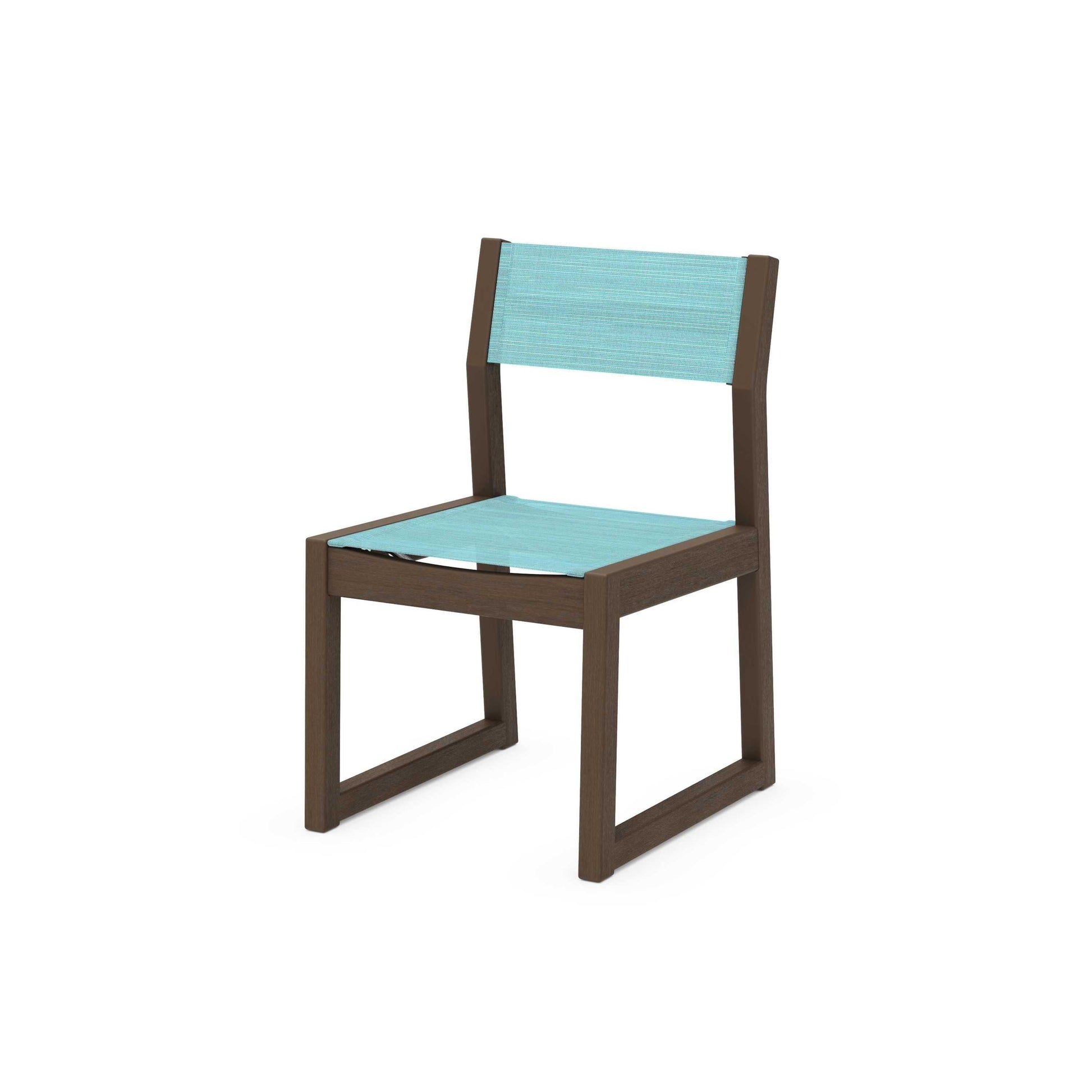 POLYWOOD EDGE Sling Dining Side Chair — Kona / Dupioni Aquamarine Sling