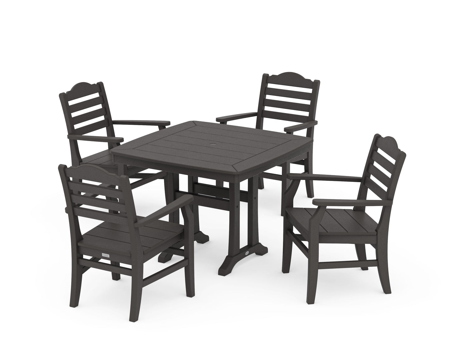 POLYWOOD Savannah 5-Piece Dining Set with Trestle Legs — Vintage Coffee