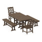 POLYWOOD Chinoiserie 5-Piece Farmhouse Dining Set with Benches — Kona