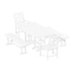 POLYWOOD Chinoiserie 5-Piece Farmhouse Dining Set with Benches — White