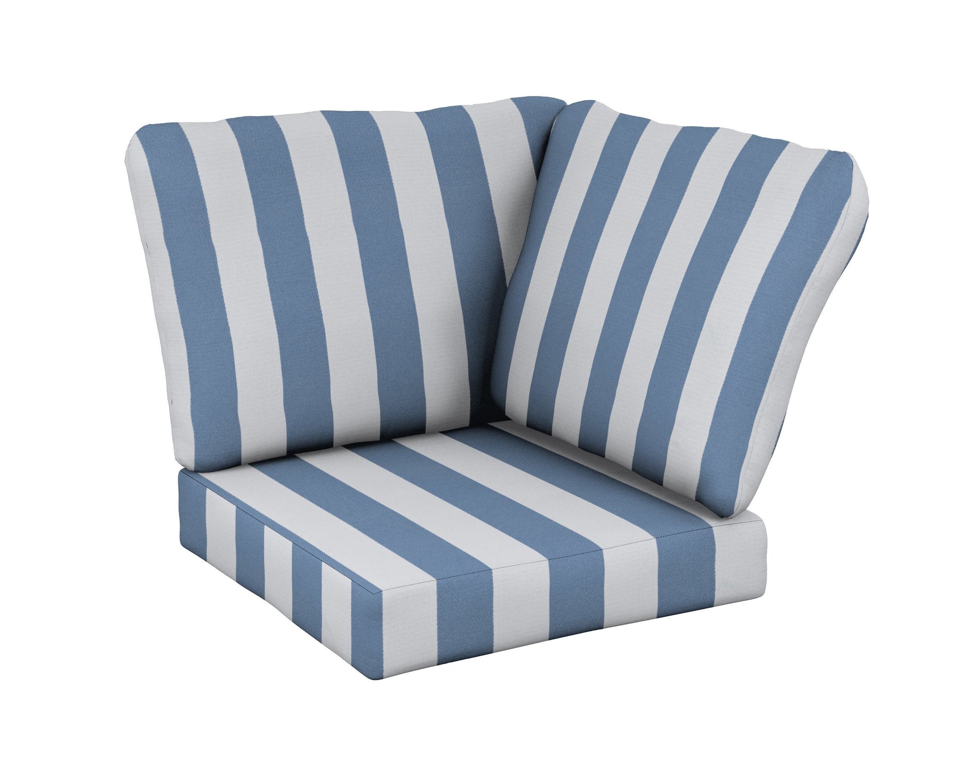 POLYWOOD Baffle Modular Corner Cushion — Cabana Stripe Sky Blue