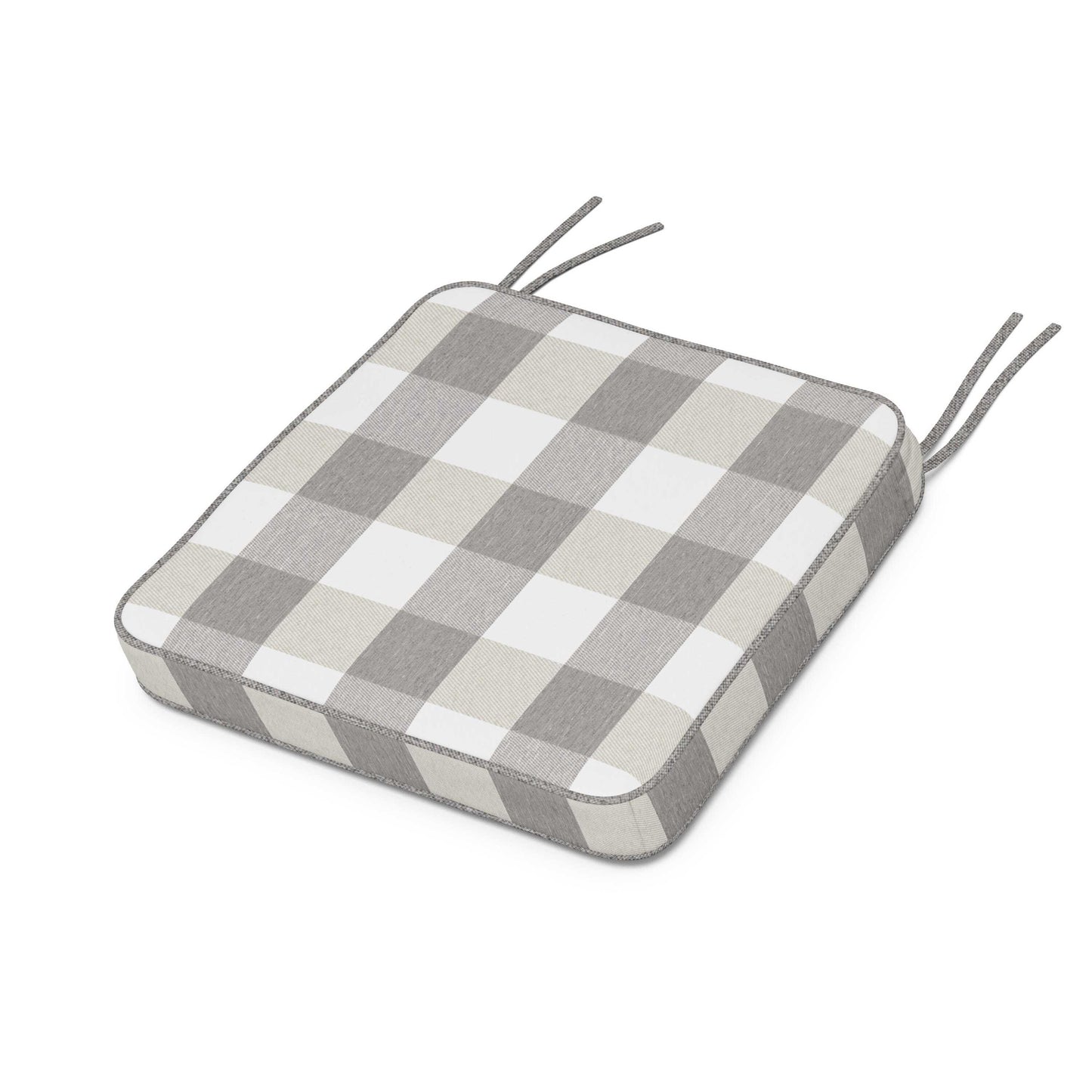 POLYWOOD Chinoiserie Side Chair Seat Cushion — Buffalo Plaid Grey Mist