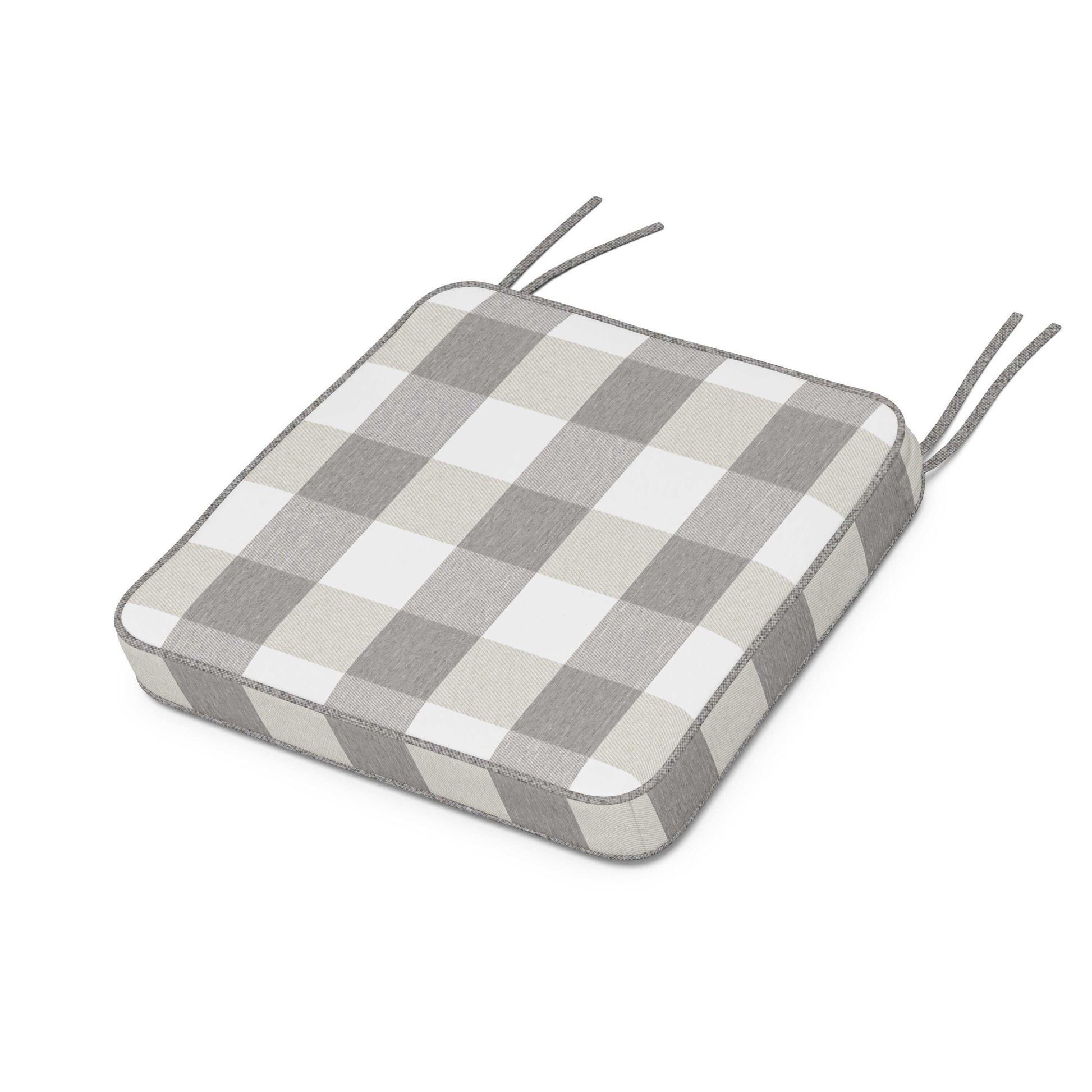 POLYWOOD Chinoiserie Side Chair Seat Cushion — Buffalo Plaid Grey Mist