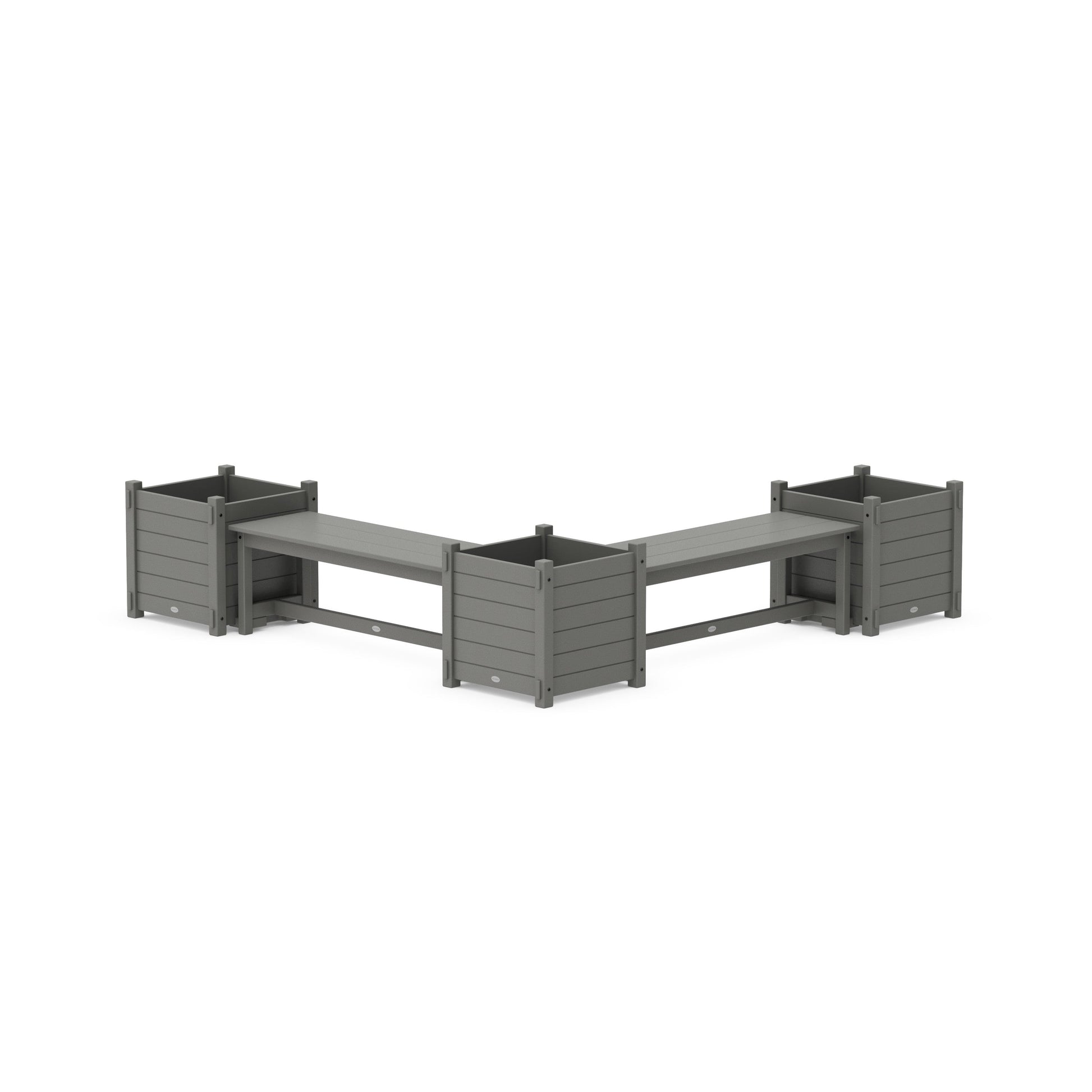 POLYWOOD 48" Nautical L- Shaped Planter Bench Corner Set - Large — Slate Grey