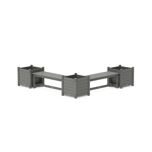 POLYWOOD 48" Nautical L- Shaped Planter Bench Corner Set - Large — Slate Grey