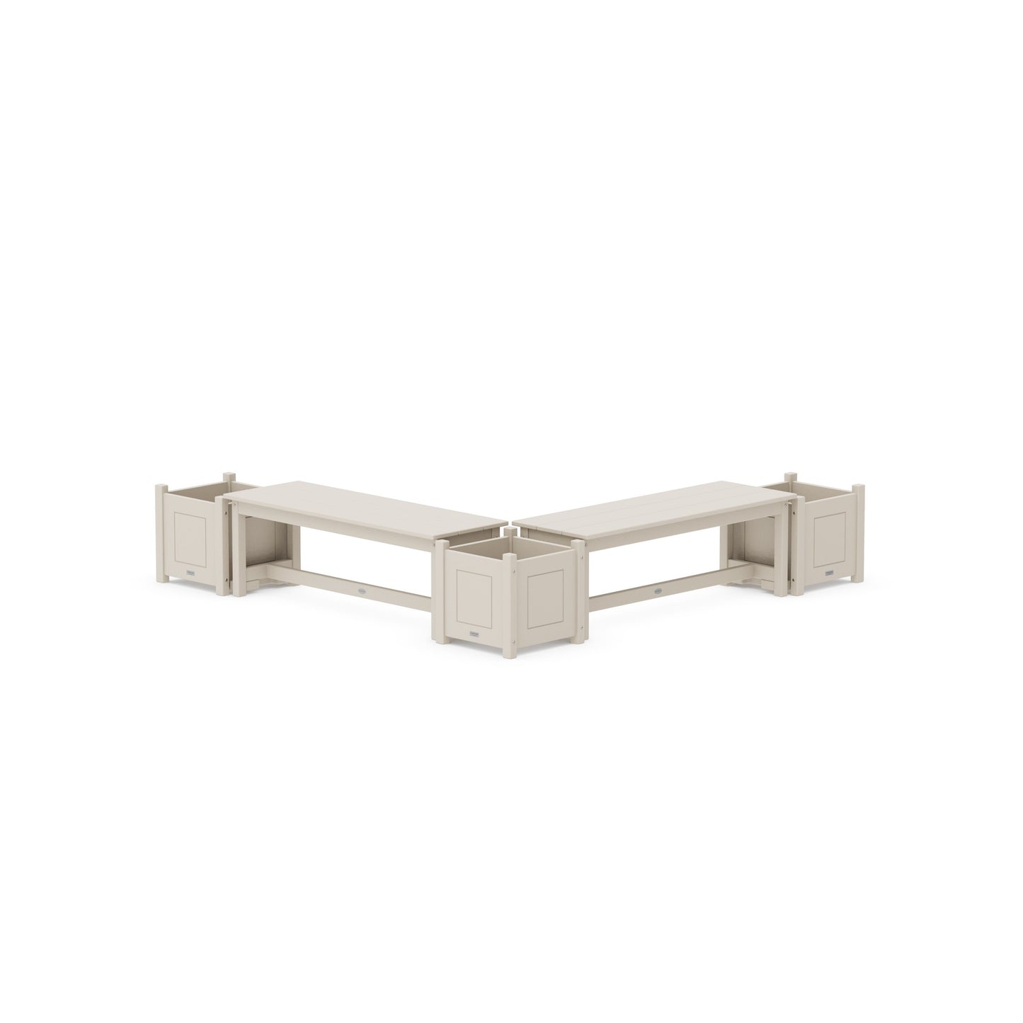 POLYWOOD 48" Country Living L- Shaped Planter Bench Corner Set — Sand