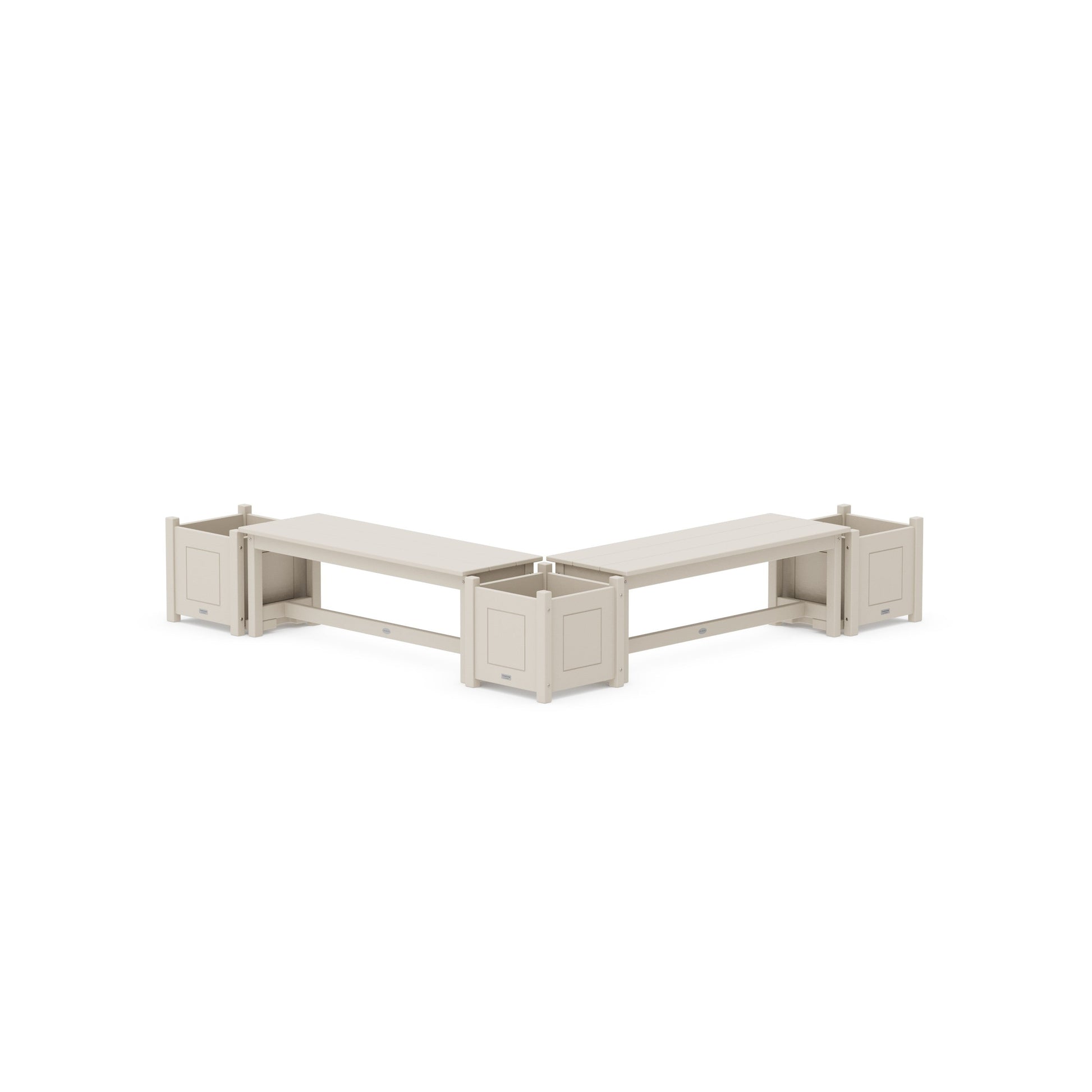 POLYWOOD 48" Country Living L- Shaped Planter Bench Corner Set — Sand