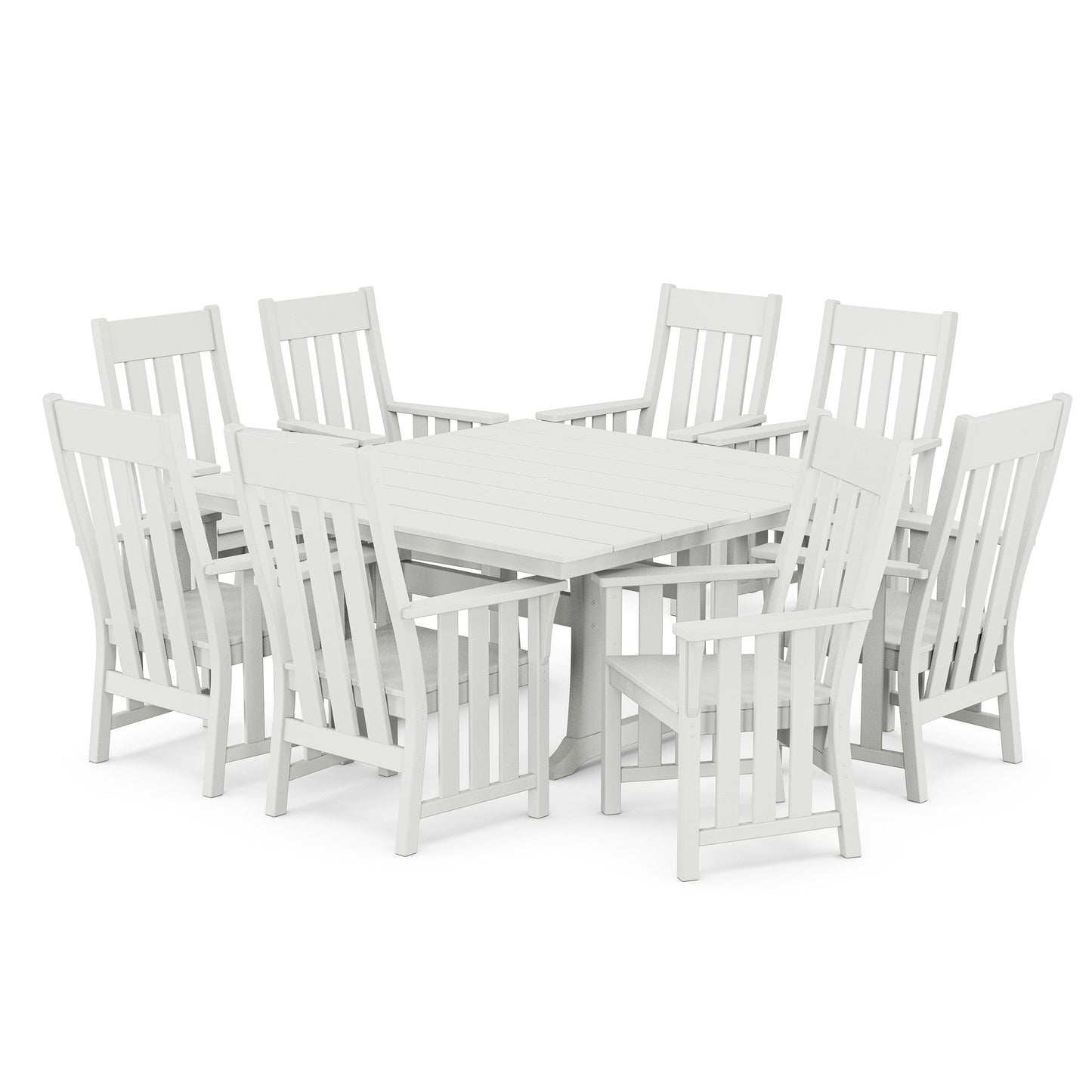 POLYWOOD Acadia 9-Piece Square Farmhouse Dining Set with Trestle Legs — White