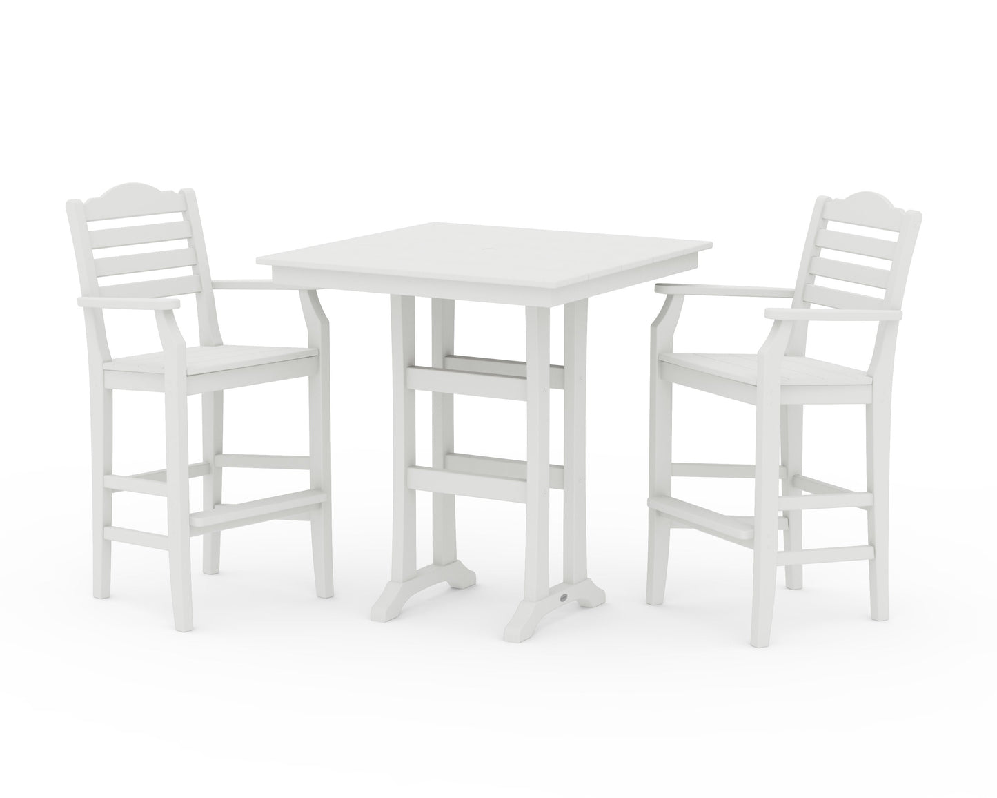 POLYWOOD Savannah 3-Piece Farmhouse Bar Set with Trestle Legs — Vintage White