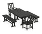 POLYWOOD Braxton 5-Piece Farmhouse Dining Set With Trestle Legs — Black