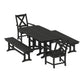 POLYWOOD Braxton 5-Piece Dining Set with Benches — Black