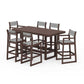 POLYWOOD EDGE Sling 7-Piece Bar Table Set — Mahogany / Metallic Sling