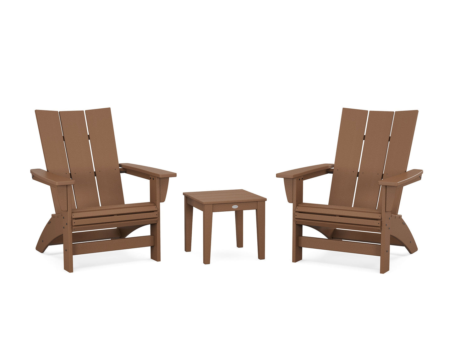 POLYWOOD 3-Piece Modern Grand Adirondack Set — Teak