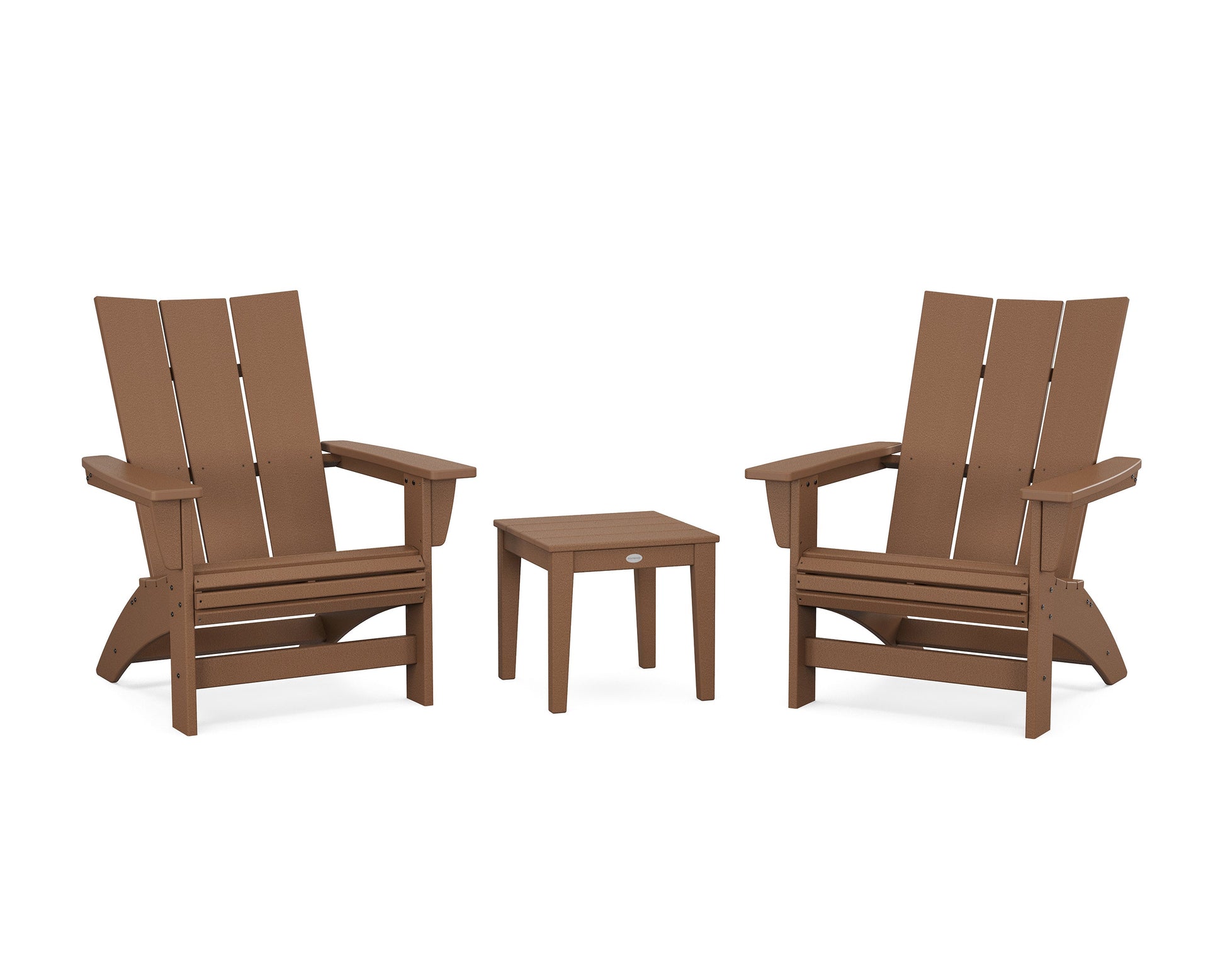 POLYWOOD 3-Piece Modern Grand Adirondack Set — Teak