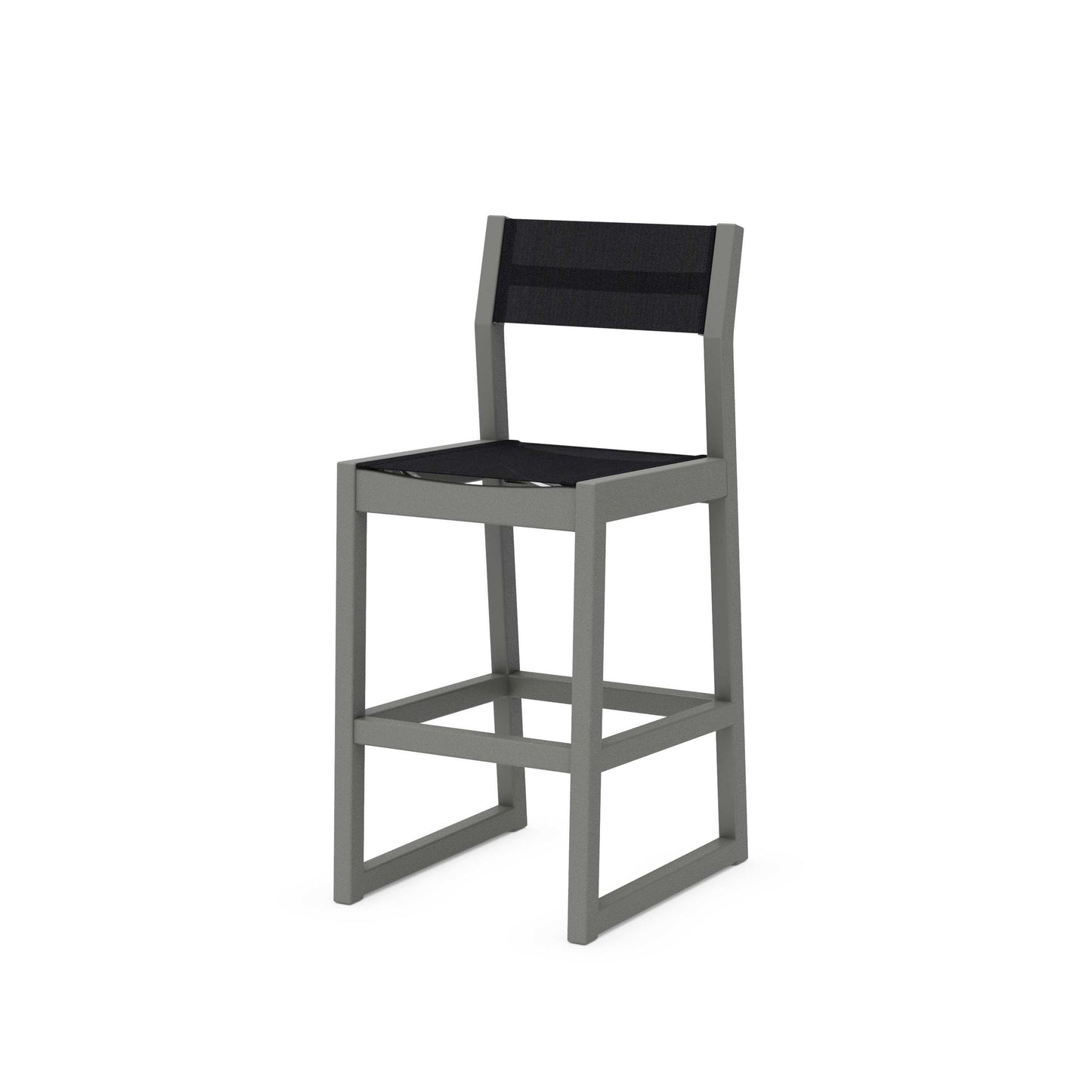 POLYWOOD EDGE Sling Bar Side Chair — Slate Grey / Black Sling