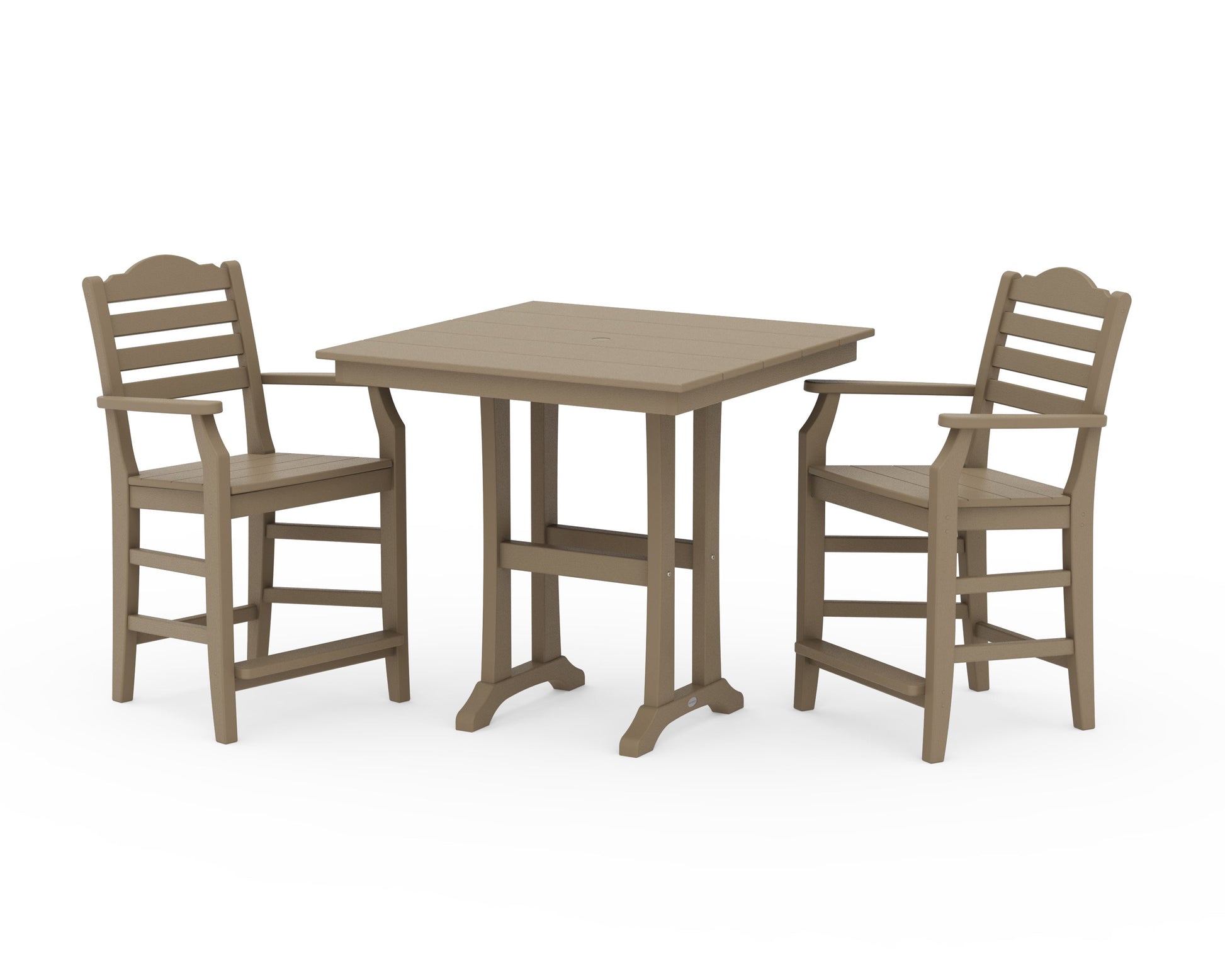 POLYWOOD Savannah 3-Piece Farmhouse Counter Set with Trestle Legs — Vintage Sahara
