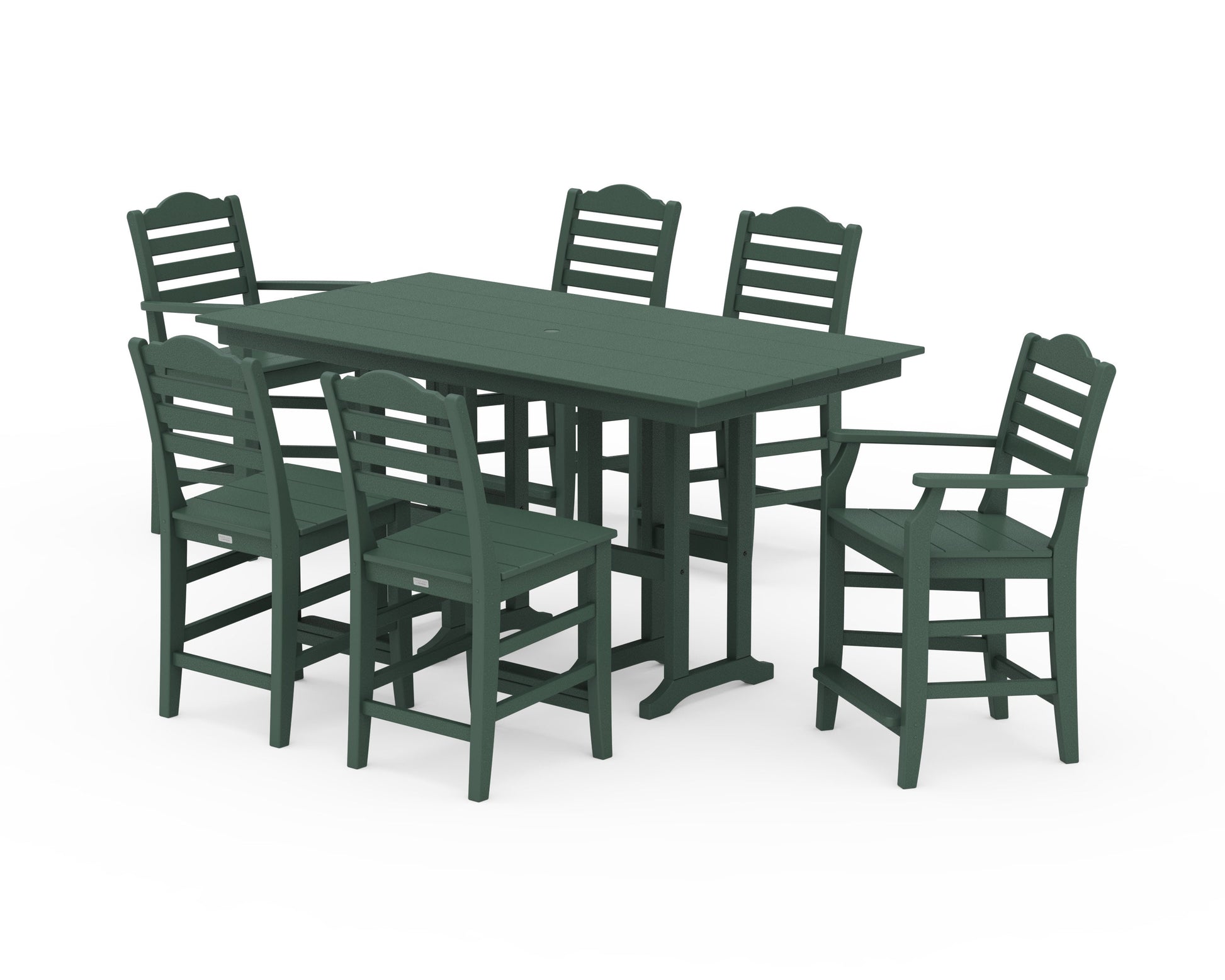 POLYWOOD Savannah 7-Piece Farmhouse Counter Set — Green