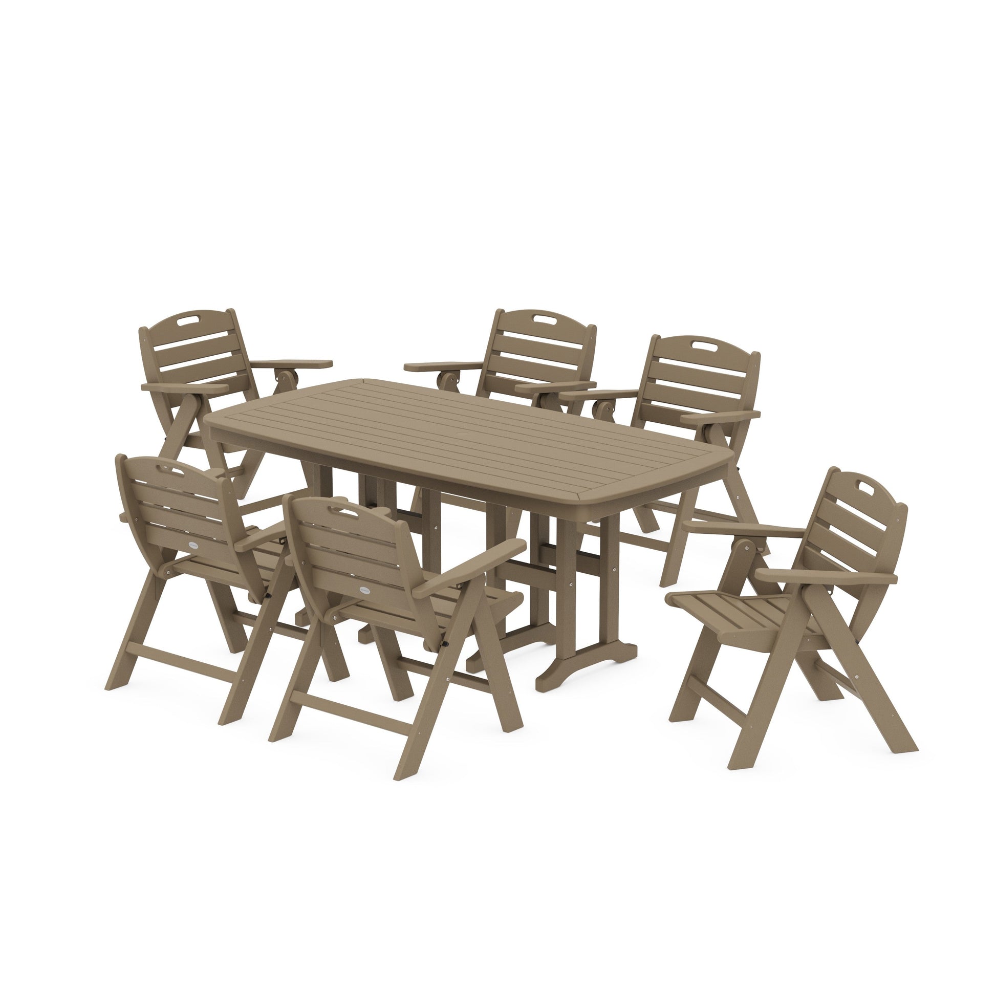 POLYWOOD Nautical Lowback 7-Piece Dining Set — Vintage Sahara