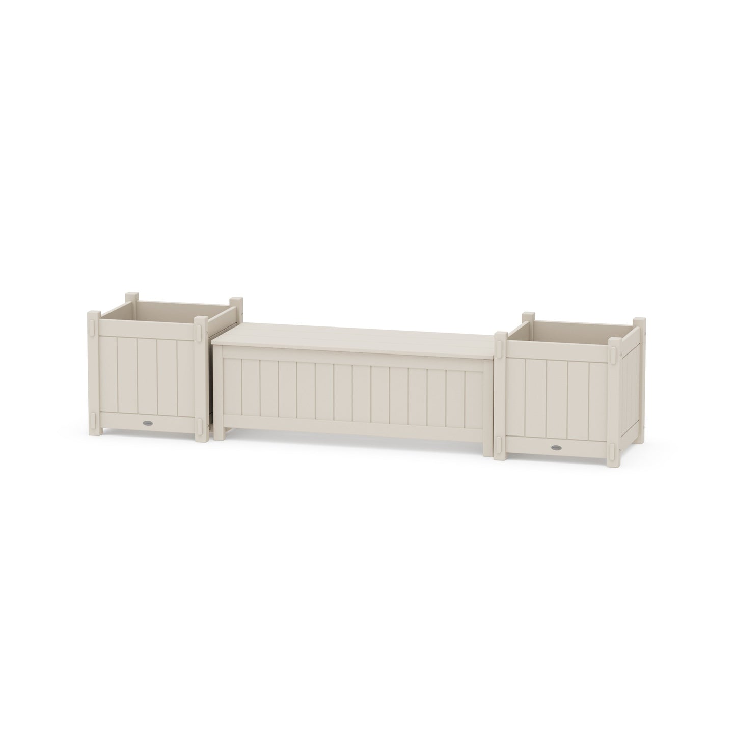 POLYWOOD 48" Vineyard Straight Planter Storage Bench Set- Large — Sand