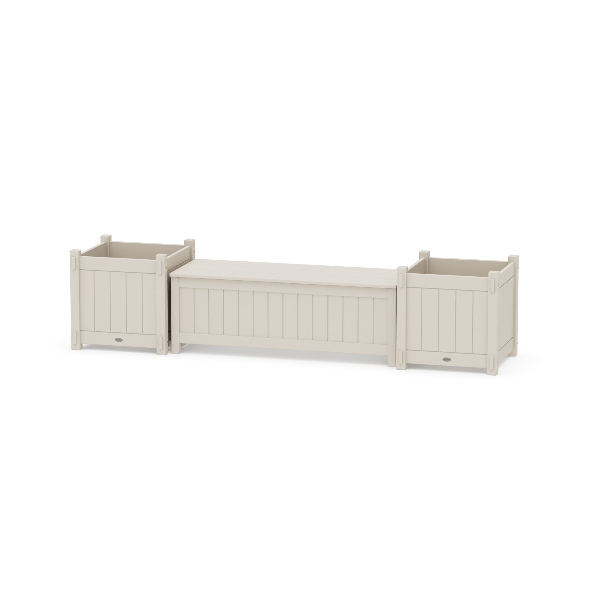 POLYWOOD 48" Vineyard Straight Planter Storage Bench Set- Large — Sand