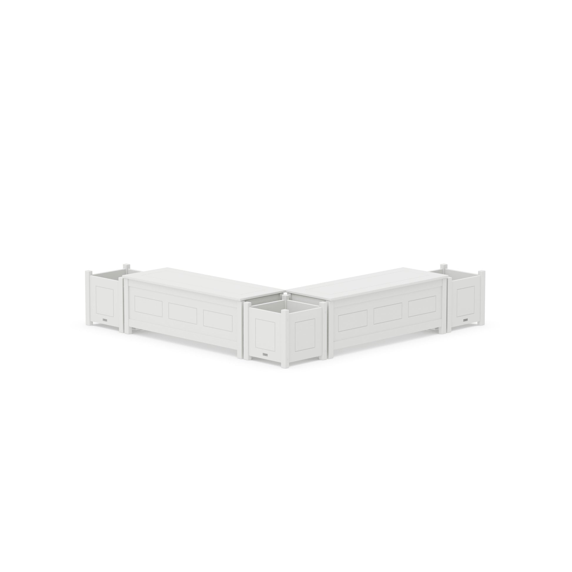 POLYWOOD 48" Country Living L- Shaped Planter Storage Bench Corner Set — White